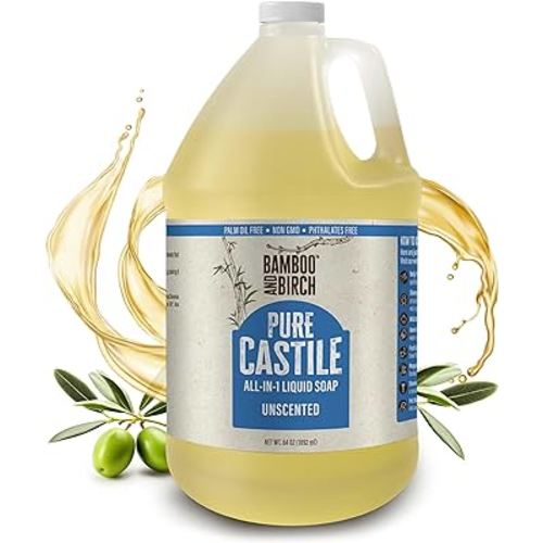 Pure Castile Soap Liquid Organic, Certified Palm Oil Free Natural Soap, Unscented, 64 oz