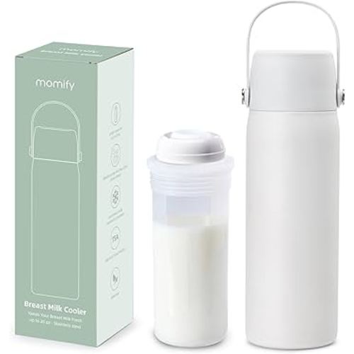36-Hour Portable Breastmilk Storage Bottle, 20oz Vacuum Insulated Stainless Steel Breast Milk Cooler Bottle, TSA Approved Breast Milk Chiller for New Moms, Outdoor, Travel, Office​ - White