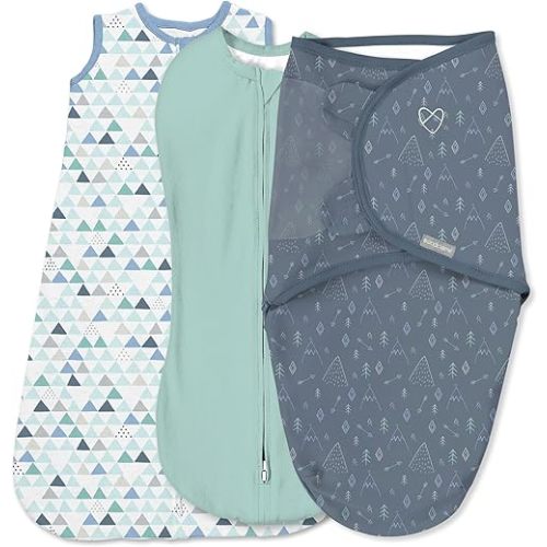 SwaddleMe by Ingenuity Comfort Pack Size Small, 0-3 Months, 3-Pack (Mountaineer) Baby Swaddle Set