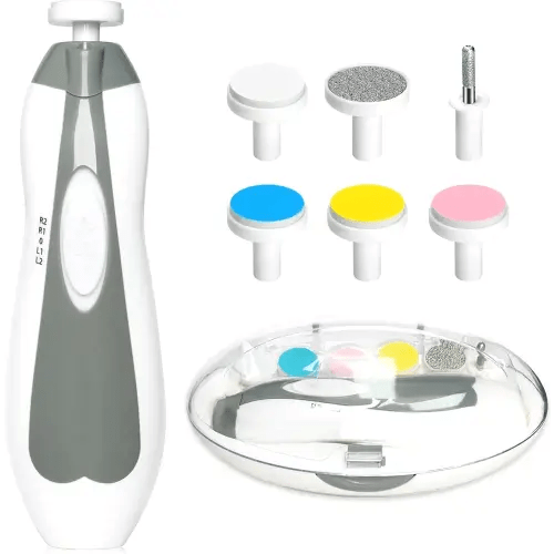 Baby Nail Trimmer Electric, 6 in 1 Baby Nail File Clippers Infant Grooming Kit Manicure Set for Toddler or Adults, Grey