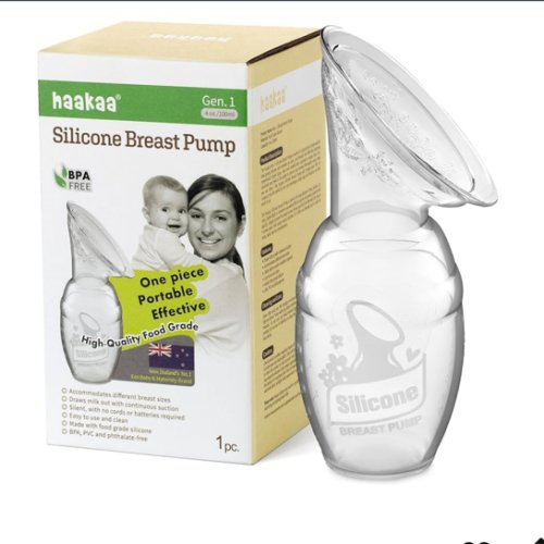 haakaa Manual Breast Pump for Breastfeeding, Silicone, Clear 4oz/100ml