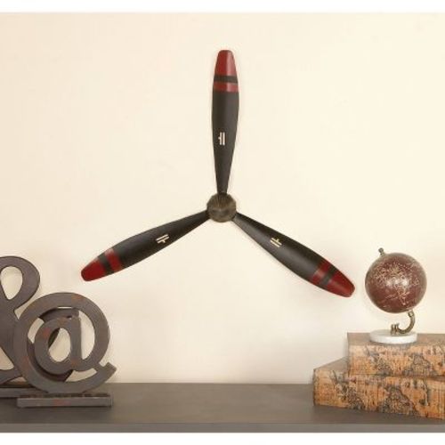 25" X 22" Metal Airplane Propeller Wall Decor, Industrial Style - Olivia & May