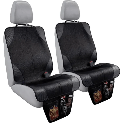 Car Seat Protector For Child Car Seat, Car Seat Protection For Baby Carseat, Non-Slip Seat Protector Under Baby Car Seat, Thick Padding Seat Cover For Car Seat With 2 Mesh Storage Pockets, 2 Pack