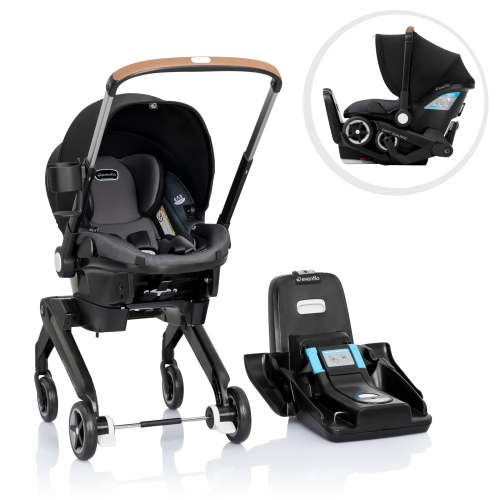Evenflo Shyft DualRide Preemie and Infant Car Seat Stroller Combo 3-30lbs with Carryall Storage (Boone Gray)