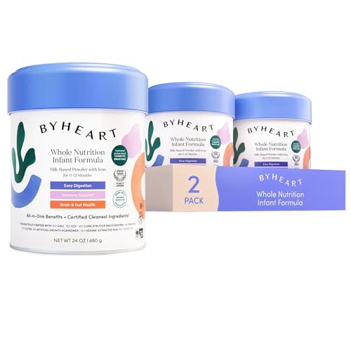 ByHeart Infant Formula Powder for Infants 0-12 Months, Made With Organic Whole Milk, Clean Label Project Certified, Closest-to-Breast Milk Baby Formula Patented Protein Blend, 24 Ounce (Pack of 2)