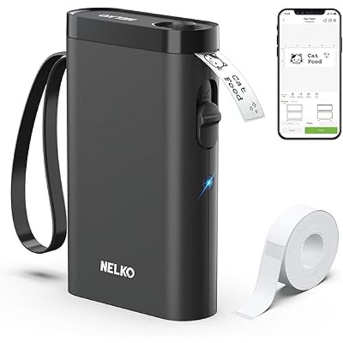 Nelko Label Maker Machine with Tape, P21 Bluetooth Label Printer, Wireless Mini Label Makers with Multiple Templates for Organizing Office Home, Black