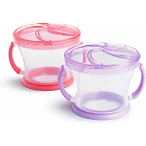 Munchkin® Snack Catcher® Toddler Snack Cups, 2 Pack, Pink/Purple