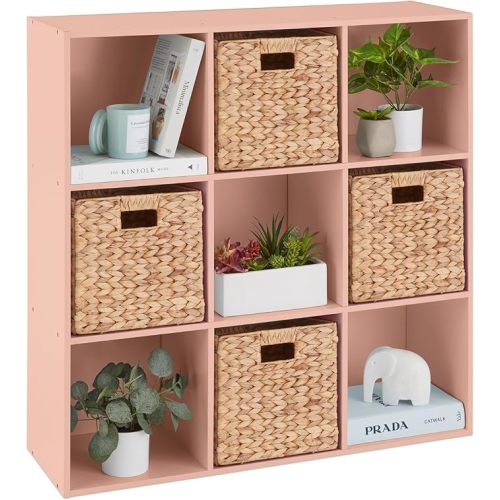 Best Choice Products 9-Cube Storage Organizer, 11in Shelf Opening, Bookcase, Display Shelf, Customizable w/ 3 Removable Back Panels - Light Pink
