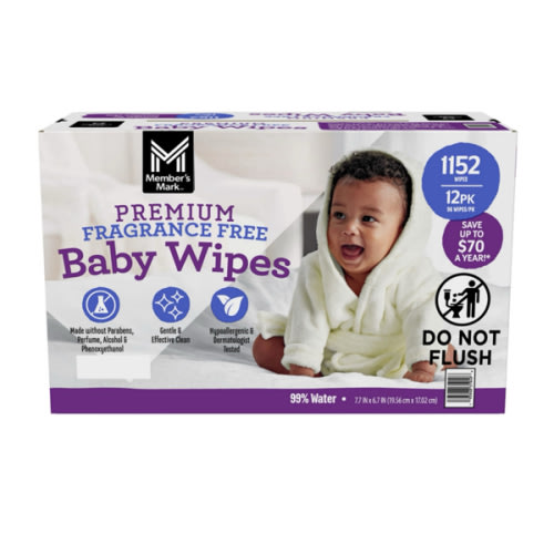 Member's Mark Premium Baby Wipes, Fragrance Free, 12 pk., 1152 Wipes - Sam's Club