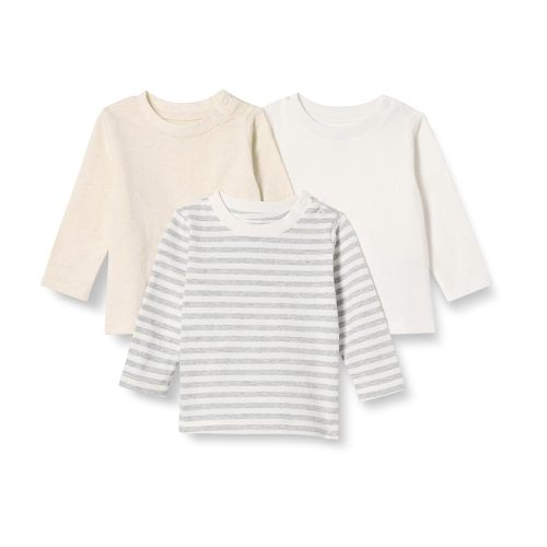 Amazon Essentials Unisex Babies' Relaxed-Fit 100% Cotton Long-Sleeve T-Shirts, Pack of 3