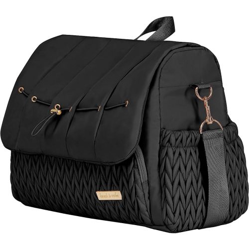 Hannah & Sophia Belle Convertible Baby Diaper Backpack & Bag in Black, Large Size, Dual Sided Water Resistant Changing Mat Included, Detachable Shoulder Straps, Easy To Use