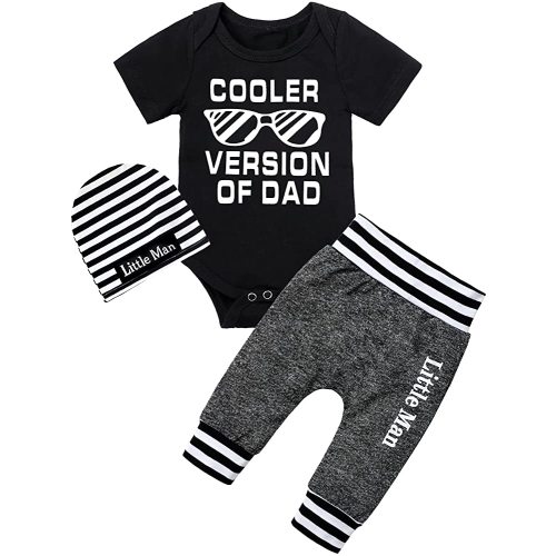 Fommy Newborn Baby Boy Clothes New to The Crew Letter Print Romper+ Pants+Hat 3PCS Outfit