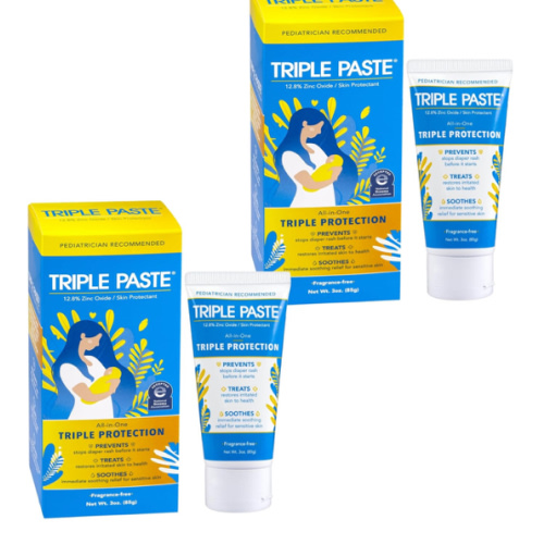 Triple Paste Diaper Rash Cream for Baby - 3 oz Tube - Zinc Oxide Ointment Treats, Soothes and Prevents Diaper Rash - Hypoallergenic Formula with Soothing Botanicals (Pack of 2)
