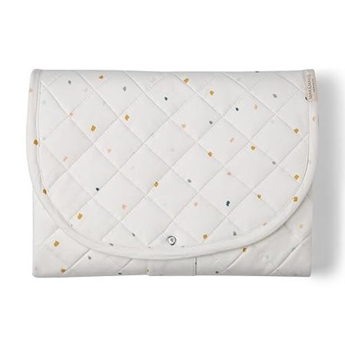 Makemake Organics Organic Portable Changing Pad GOTS Certified Organic Cotton Fill Portable Diaper Changing Mat Diaper Clutch Changing Station Kit Compact Travel Pad (33"x34", Dotty)