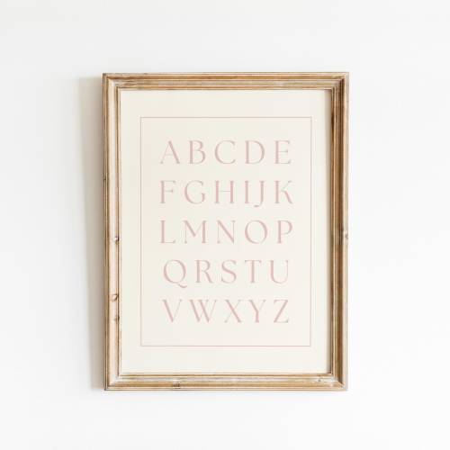 Vintage Style Alphabet Print, Neutral Girls Room Decor, Vintage Nursery Decor, Baby Girl Nursery, Classic ABC Print, Pink Nursery Wall Decor