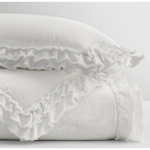 Ruffled Washed Cotton Gauze Toddler Quilt | RH Baby & Child