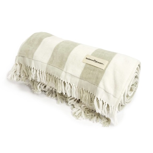 The Holiday Beach Blanket - Sage Capri Stripe