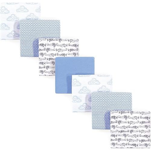 Hudson Baby Unisex Baby Cotton Flannel Receiving Blankets Bundle, Airplane, One Size