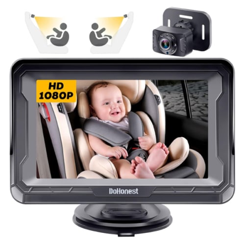 DoHonest Baby Car Camera HD 1080P - Rear-Facing Car Baby Monitor with Night Vision, Adjustable View Angle, Easy Setup, Anti-Glare Display, Safety for Kids & Infants