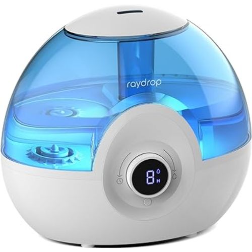raydrop 2.2L Humidifiers for Bedroom, Cool Mist Humidifiers with Timer, Digital Knob, 26dB Quiet Small Humidifier for Baby, Nursery and Plants with Night Light, 30 Hours Runtime, Easy to Fill & Clean