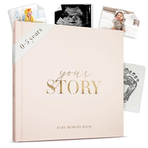 Keepsake Baby Memory Book | First Year Baby Scrapbook & Baby Album | Luxury Baby Keepsakes, Baby Photo Diary & Baby Journal | Baby First Year Book, Baby Memory Book Boy/Girl