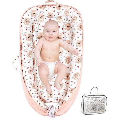 Tumbona para bebé para recién nacido de 0 a 24 meses con almohada extraíble, tumbona Doc A Tot transpirable, portátil y suave, certificada por la CPSC, tumbona Snuggle Me para el hogar, viajes