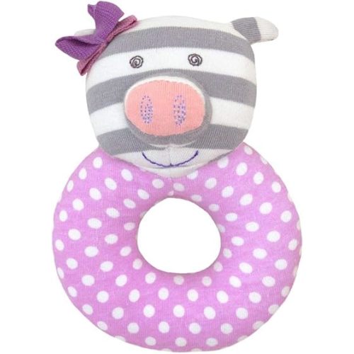 Organic Farm Buddies Apple Park Penny Pig Teething Rattle, Baby Toy for Infants - Hypoallergenic, 100% Organic Cotton