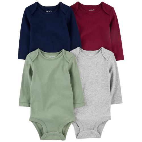Baby 4-Pack Long-Sleeve Bodysuits - 3M - Multi