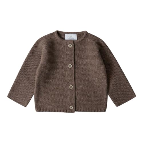 Stellou & friends 100% Cotton Baby Cardigan, Long Sleeve Knit Sweater for Kids, Unisex Tops for Infant, for Children 0-6 Yrs