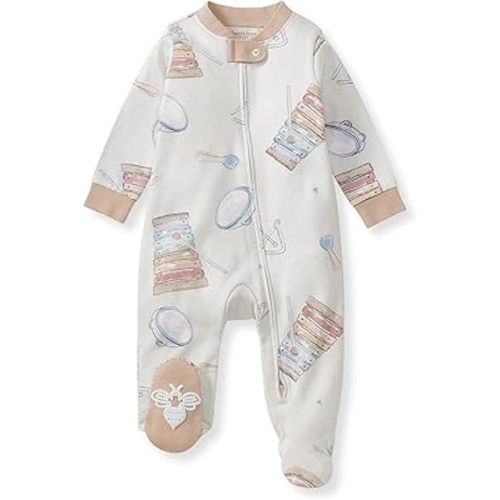 Burt's Bees Baby Baby Girls Pajamas, Zip Front Non-Slip Footed Sleeper Pjs, 100% Organic Cotton