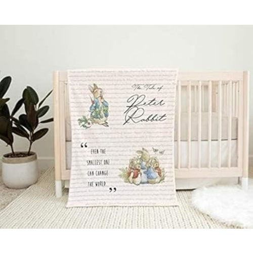Beatrix Potter Peter Rabbit Baby Blanket, Minky, White Minky