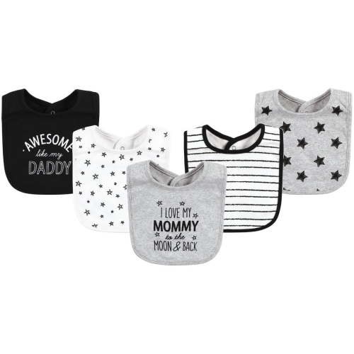 Hudson Baby Infant Boy Cotton Bibs, Mom Dad Moon And Back, One Size