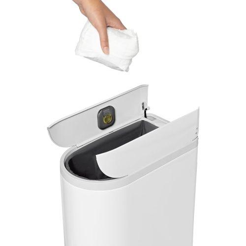 simplehuman Diaper Can with Odor Control System (Odorsorb Pods and Odorsorb Liners), 18 Liter/ 4.8 Gallon, White Stainless Steel - 18L Diaper Can