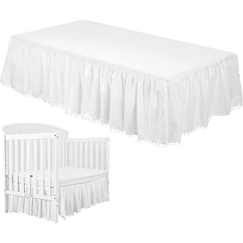 Crib Bed Skirt, Crib Skirt Pleated, Silk-Looking Soft Baby Bed Skirt with for and Portable Cribs, Toddler Bedding Crib Ruffle Bed Skirt for Baby Boys Or Baby Girls
