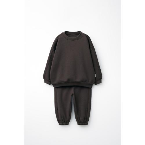 JOGGING SWEATSHIRT AND BASIC JOGGER PANTS SET WITH LABEL - Brown / Taupe | ZARA United States