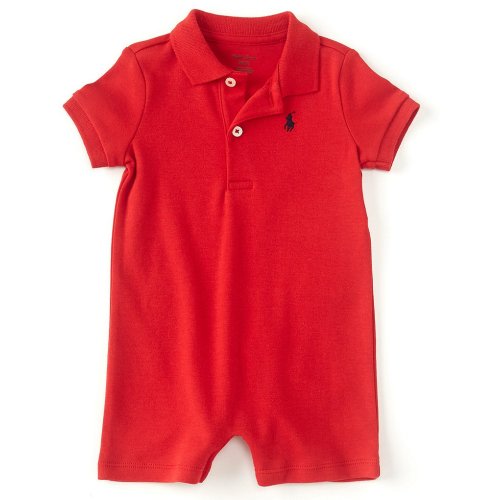 Ralph Lauren Baby Boys Short Sleeve Polo Interlock Shortall