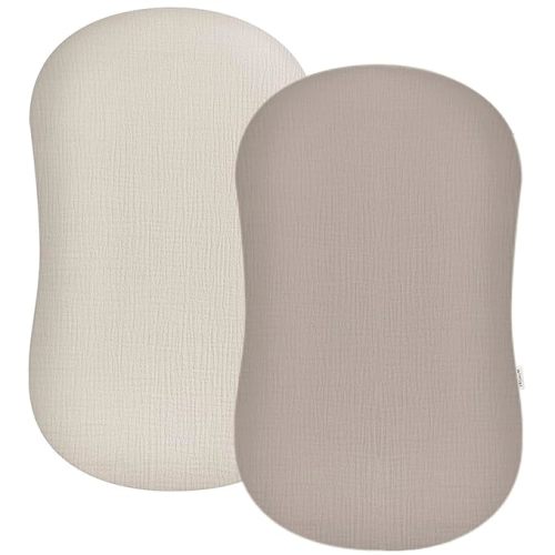Muslin Baby Lounger Cover 2 Pack, Soft Breathable Newborn Lounger Pillow Cover for Boys Girls Infant (Beige & Cream)