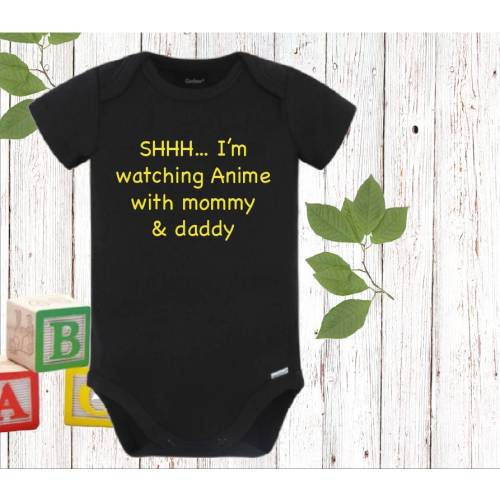 Anime onesie®, shhh I'm watching Anime with mommy & daddy, Anime bodysuit, Toddler shirt, Computer animation, Anime, Funny baby onesie®