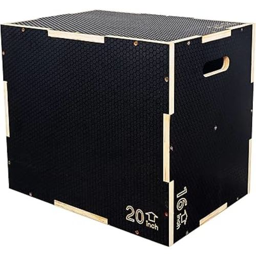 3 in 1 Non-Slip Wooden Plyo Box Plyometric Box Jumping Exercise, Multiple Sizes