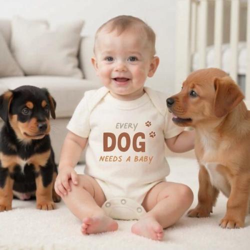 Graphic Bodysuit, Every Dog Needs A Baby - Finn + Emma | Maisonette