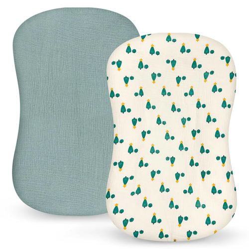 Pea Pod Muslin Baby Lounger Cover 2 Pack Cotton Slipcover, Soft Breathable Infant Lounger Covers Only for Newborn Baby Nest Lounger Sheets for Cozy Naps 0-12 Months(Tree)