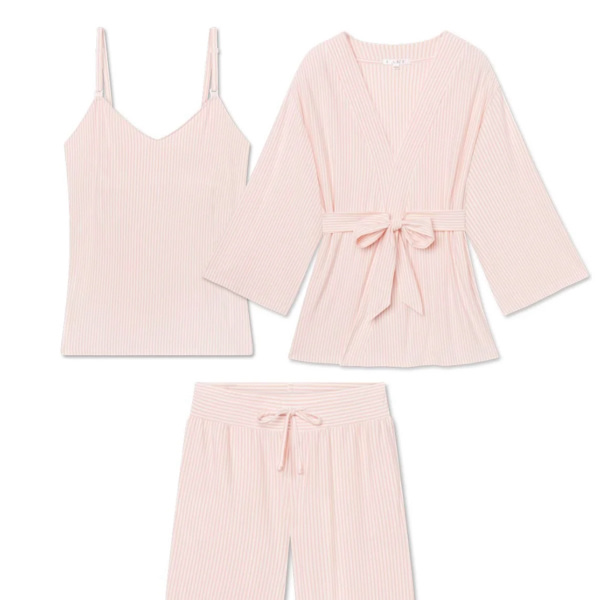 LAKE | Women | DreamModal® Pajamas | English Rose Pencil Stripe Maternity Kimono Bundle