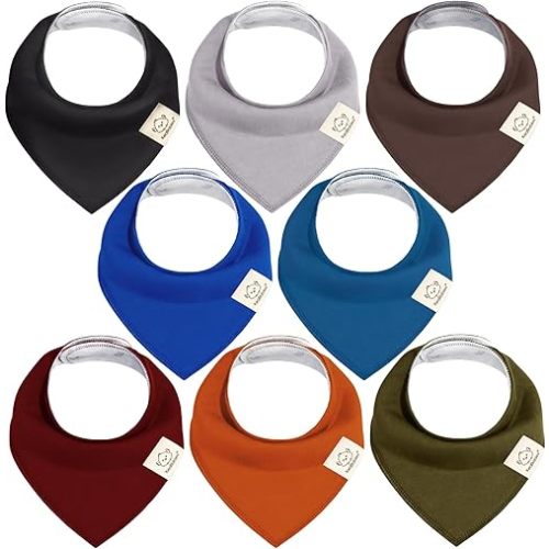 8-Pack Organic Baby Bandana Bibs for Girls - Super Absorbent Triangle Baby Bibs for Drooling and Teething Infant, 100% Cotton Extra Soft for Newborn, Infant 0-36 Months (Coastline)