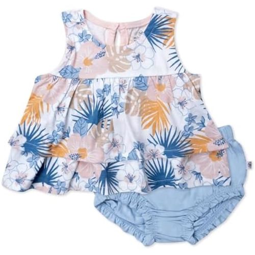 HonestBaby baby-girls Flutter Tee, Tank Top With Ruffle Diaper Cover 100% Organic Cotton for Infant Baby and Toddler Girls