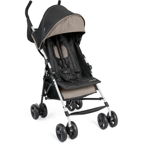 Summer by Ingenuity 3D Mini Convenience Stroller – Lightweight Stroller with Compact Fold, Multi-Position Recline, Canopy with Pop Out Sun Visor – Umbrella Stroller for Travel and More, Cashew Tan