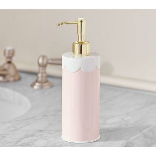 Pink Scalloped Bath Accessories, Soap Dispenser