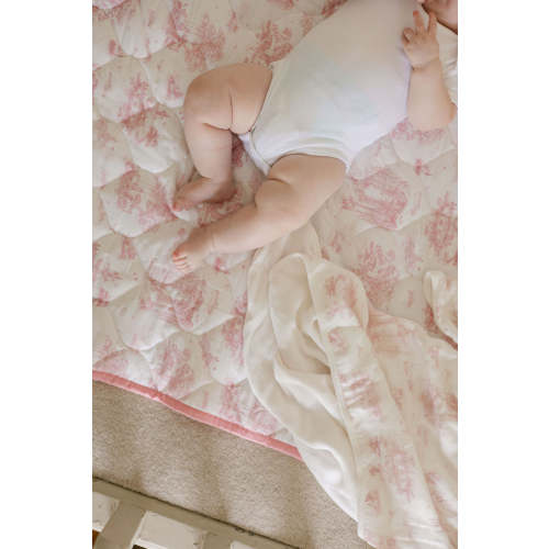 Spring Toile Pink Quilted Playmat - Organic Cotton Baby Playmat – The Gilded Bird US