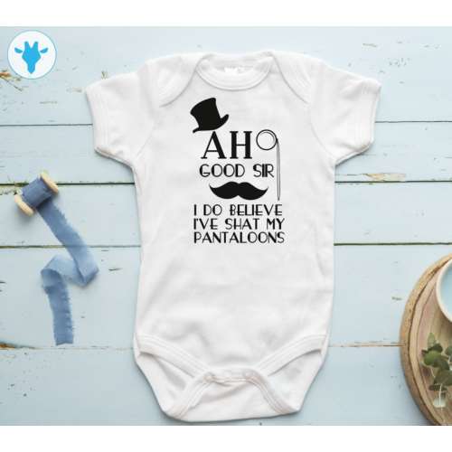 Ah Good Sir I&#39;ve Shat My Pantaloons Bodysuit, Funny Baby Boy Clothes, Cute Newborn Gift, Baby Shower Gift, Baby Boy Gift