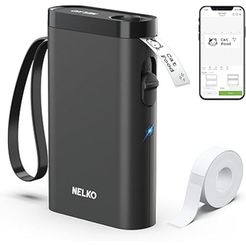 Nelko Label Maker Machine with Tape, P21 Bluetooth Label Printer, Wireless Mini Label Makers with Multiple Templates for Organizing Office Home, Black