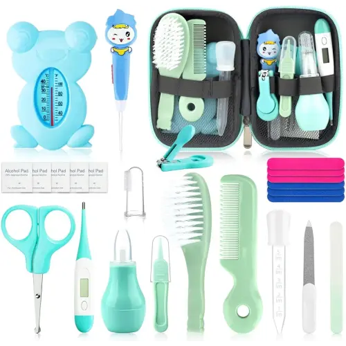 Baby Grooming Kit for Boys Girls Safety Newborn Nursery Essentials Grooming Set Gift for First-time Parents Green 19 in 1